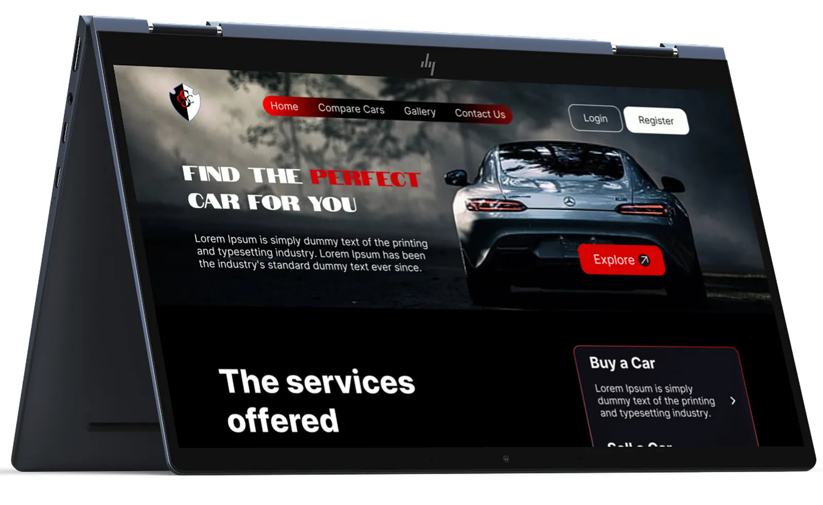 Concept prototype of a vehicle inventory platform shown on a laptop