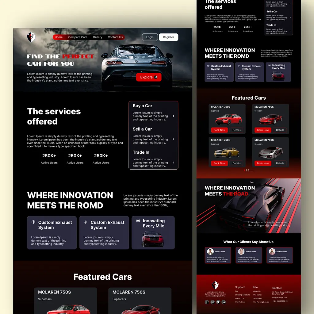 Desktop and mobile views of the vehicle trading platform