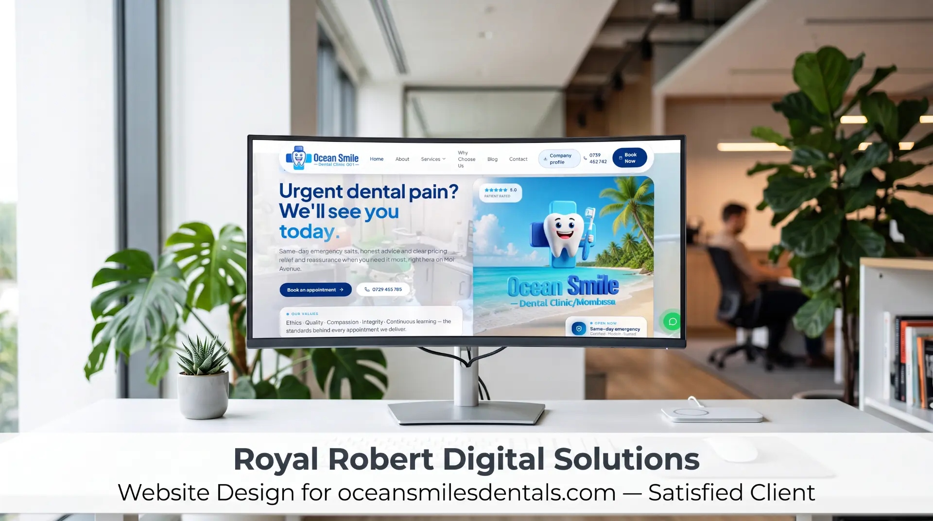 Ocean Smile Dental Clinic website built by Royal Robert Digital Solutions