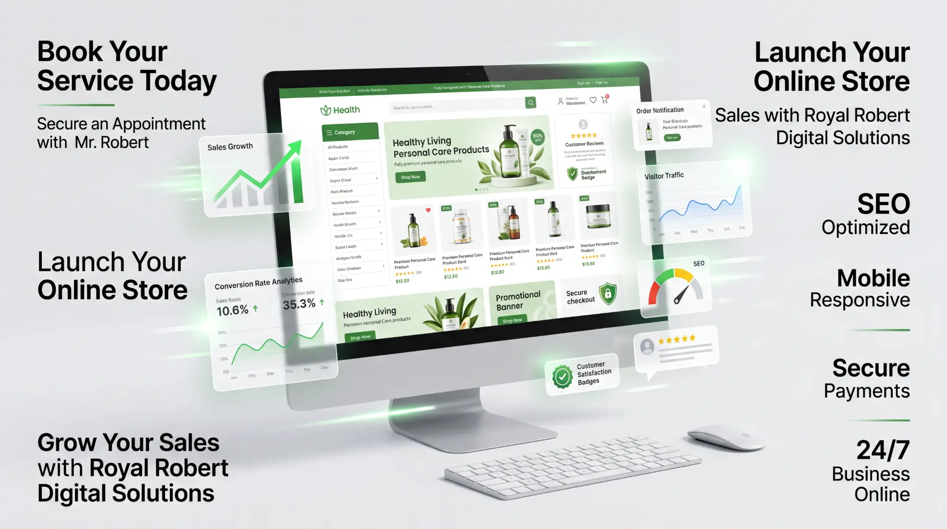 Online store web design with secure payments and SEO growth